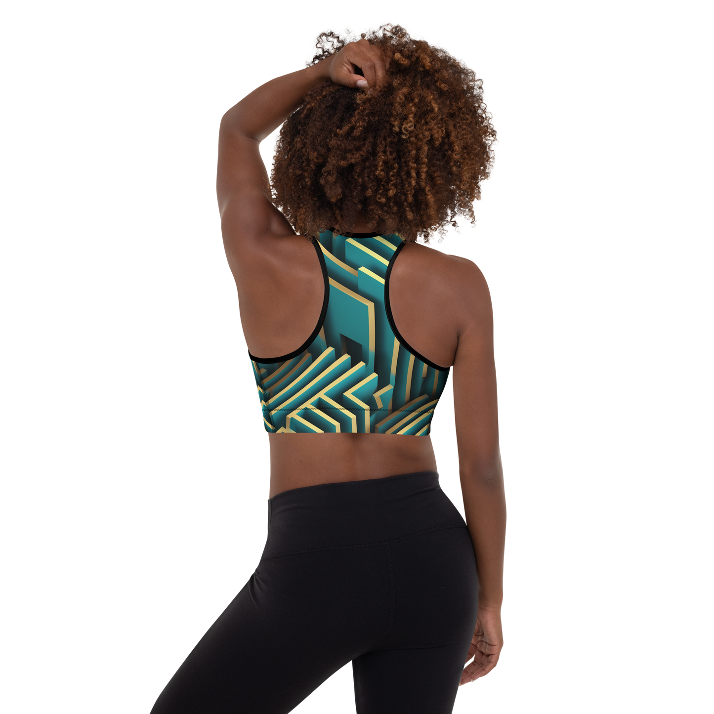 3D Maze Illusion | 3D Patterns | All-Over Print Padded Sports Bra - #5