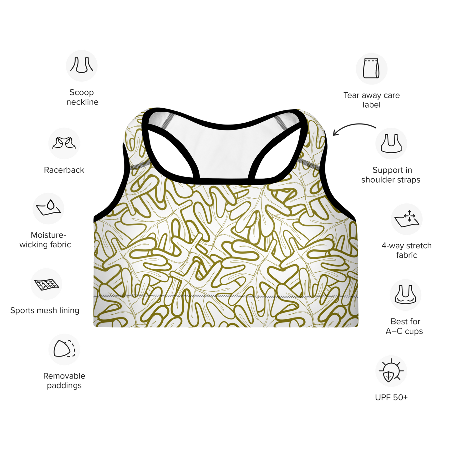 Colorful Fall Leaves | Seamless Patterns | All-Over Print Padded Sports Bra - #2