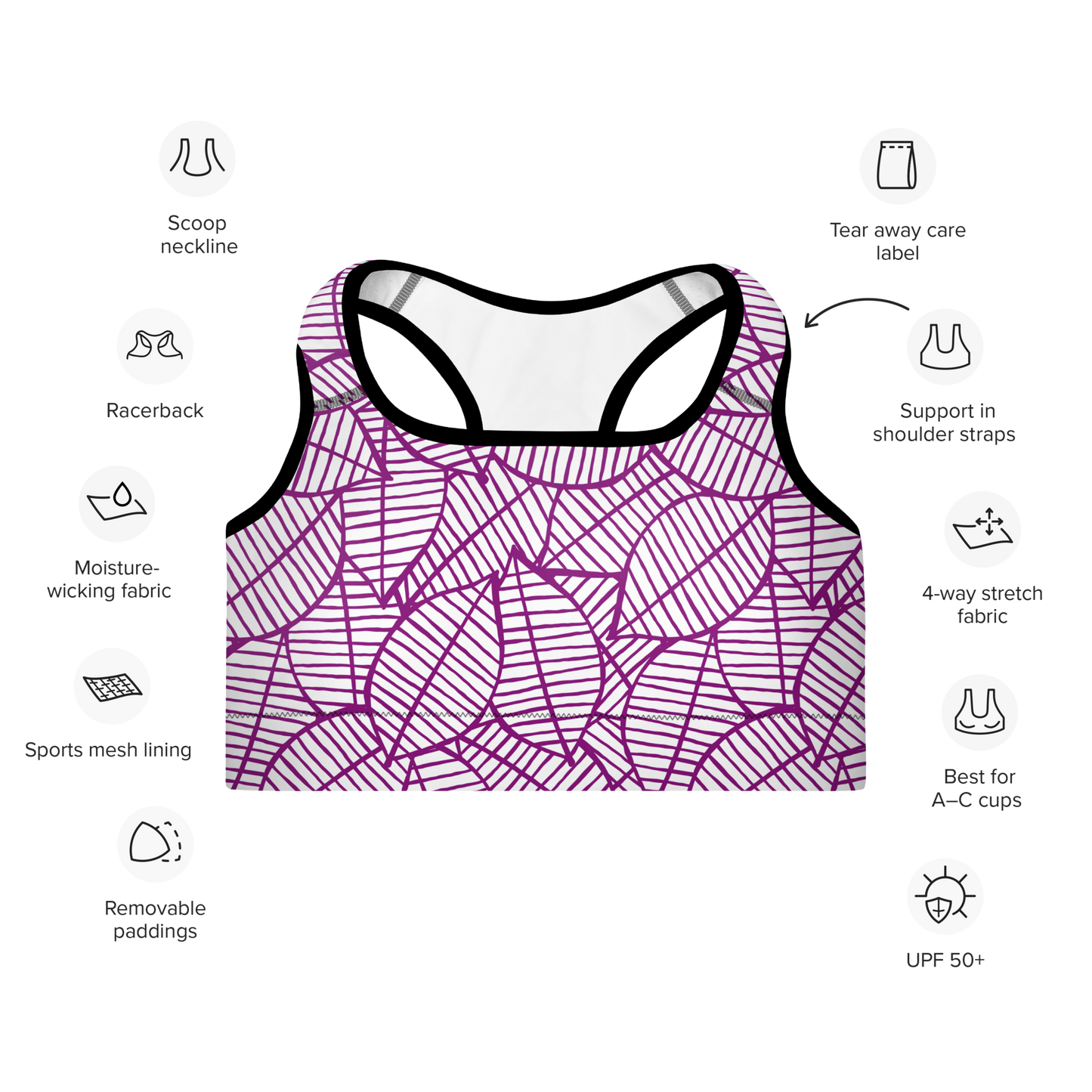 Colorful Fall Leaves | Seamless Patterns | All-Over Print Padded Sports Bra - #7