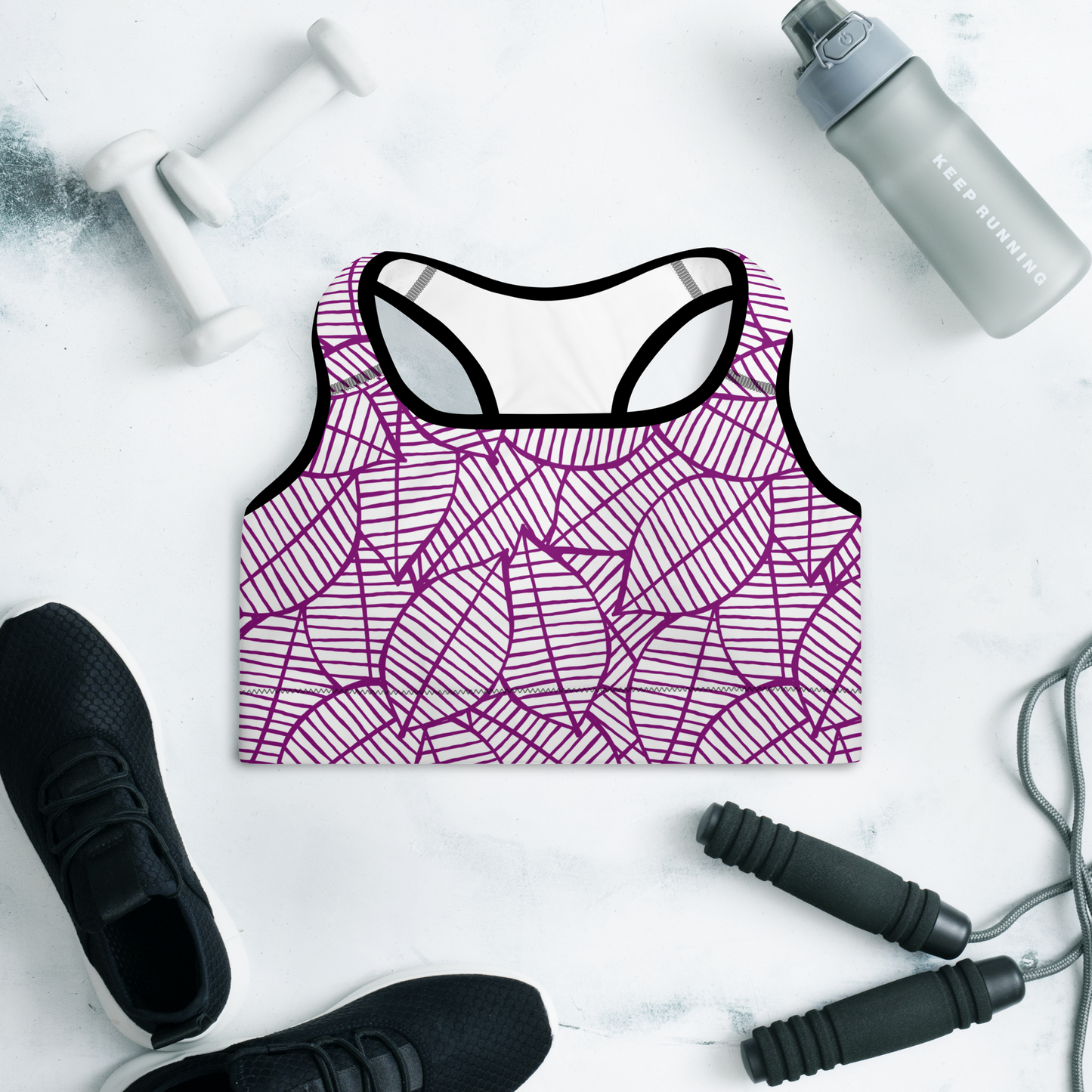 Colorful Fall Leaves | Seamless Patterns | All-Over Print Padded Sports Bra - #7