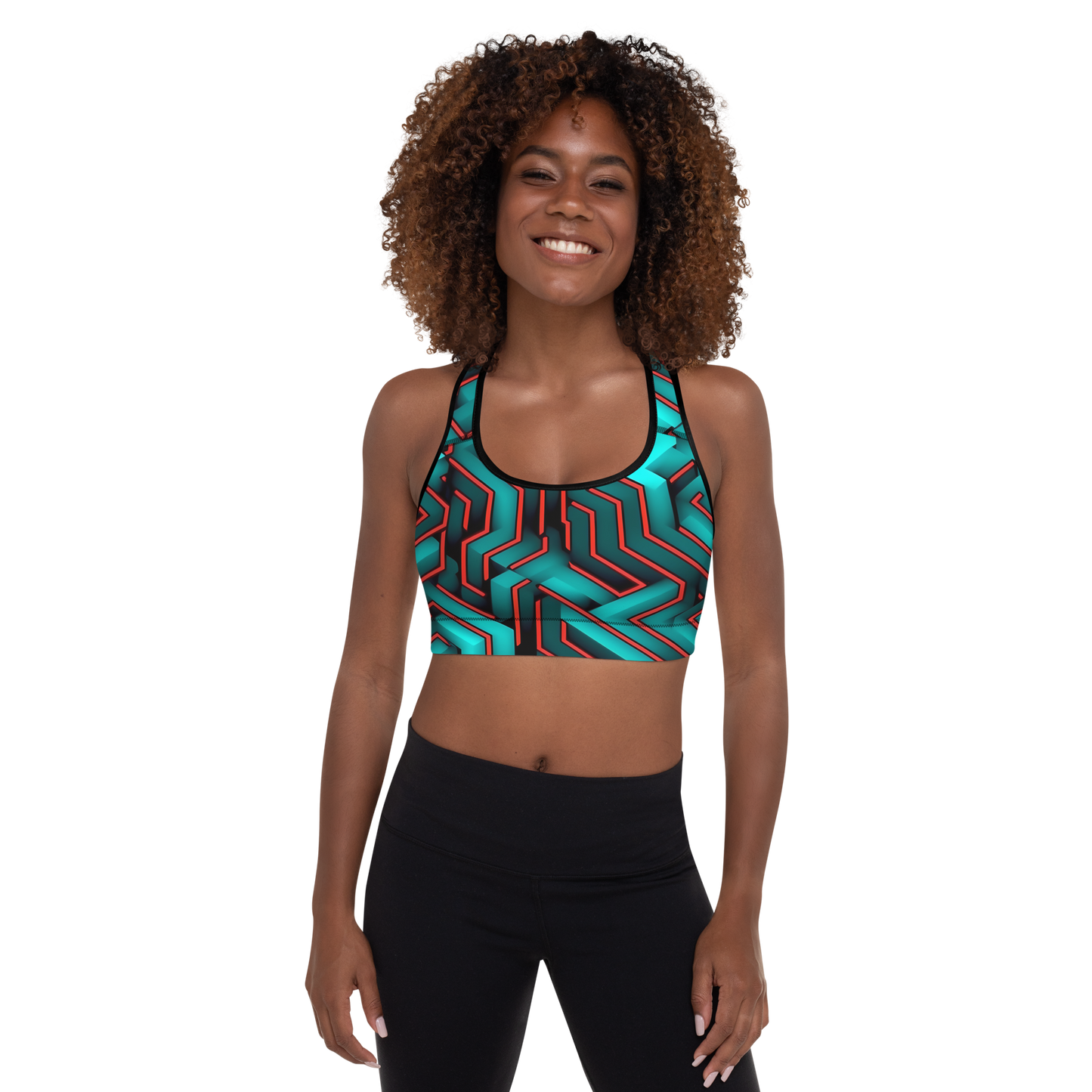 3D Maze Illusion | 3D Patterns | All-Over Print Padded Sports Bra - #2