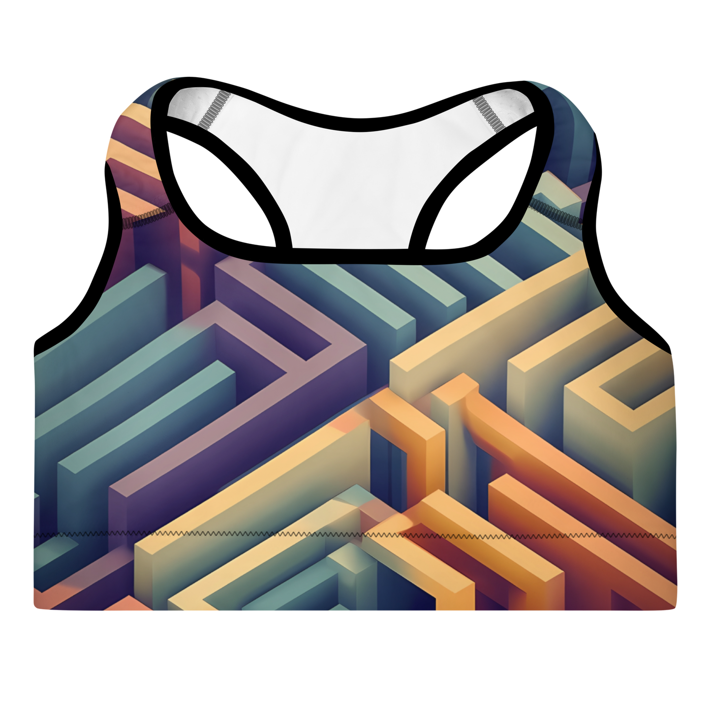 3D Maze Illusion | 3D Patterns | All-Over Print Padded Sports Bra - #3