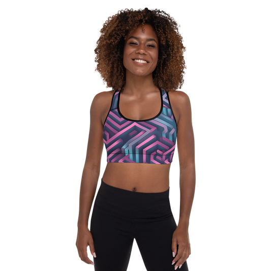 3D Maze Illusion | 3D Patterns | All-Over Print Padded Sports Bra - #4