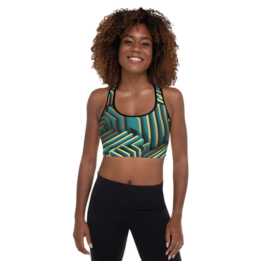 3D Maze Illusion | 3D Patterns | All-Over Print Padded Sports Bra - #5