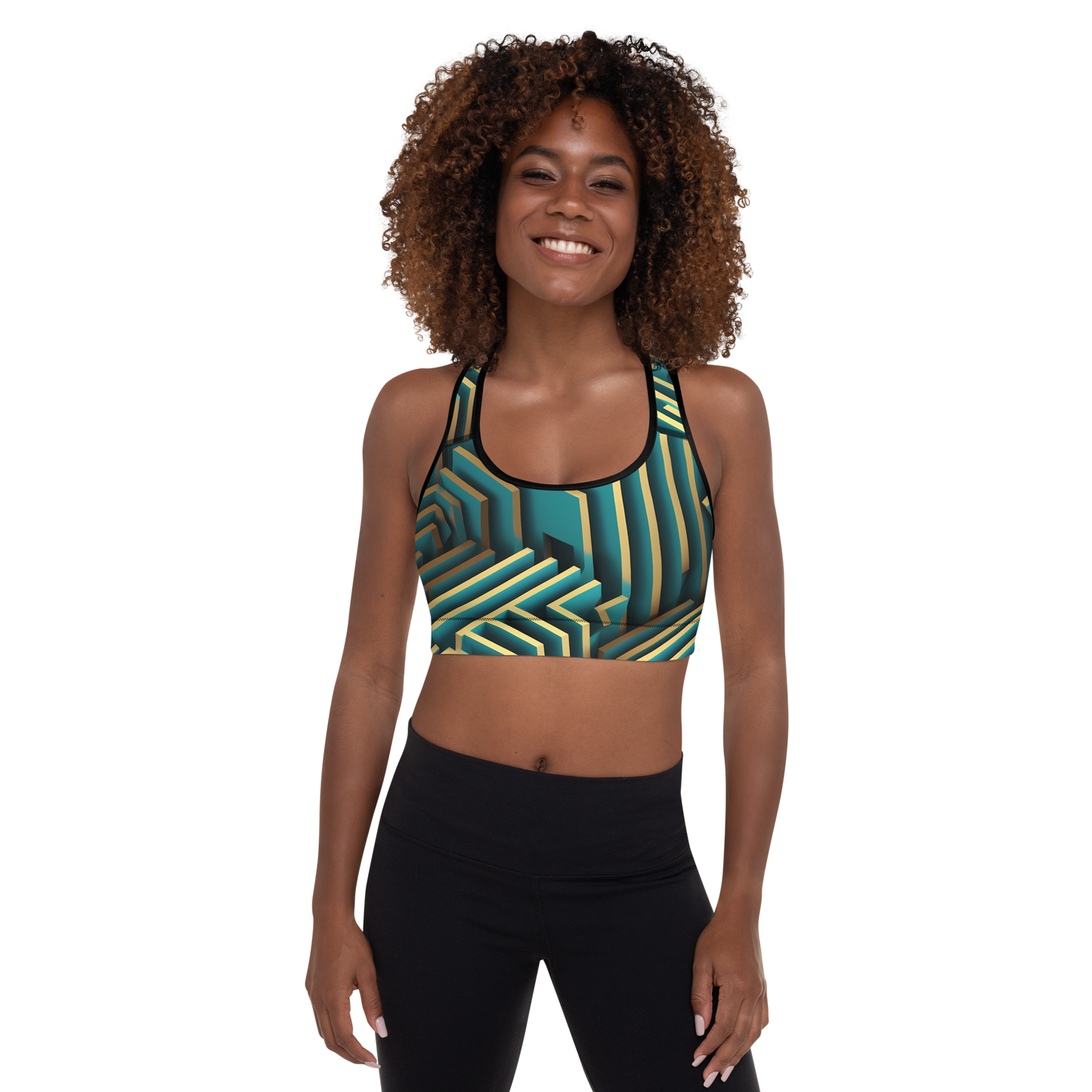 3D Maze Illusion | 3D Patterns | All-Over Print Padded Sports Bra - #5