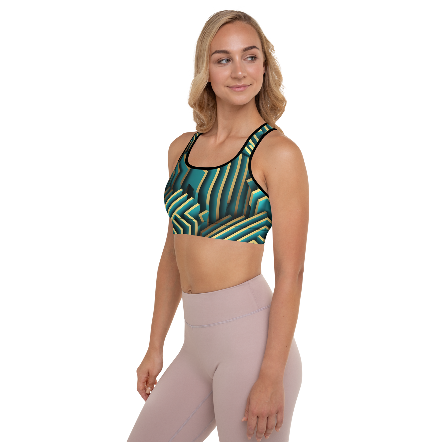 3D Maze Illusion | 3D Patterns | All-Over Print Padded Sports Bra - #5