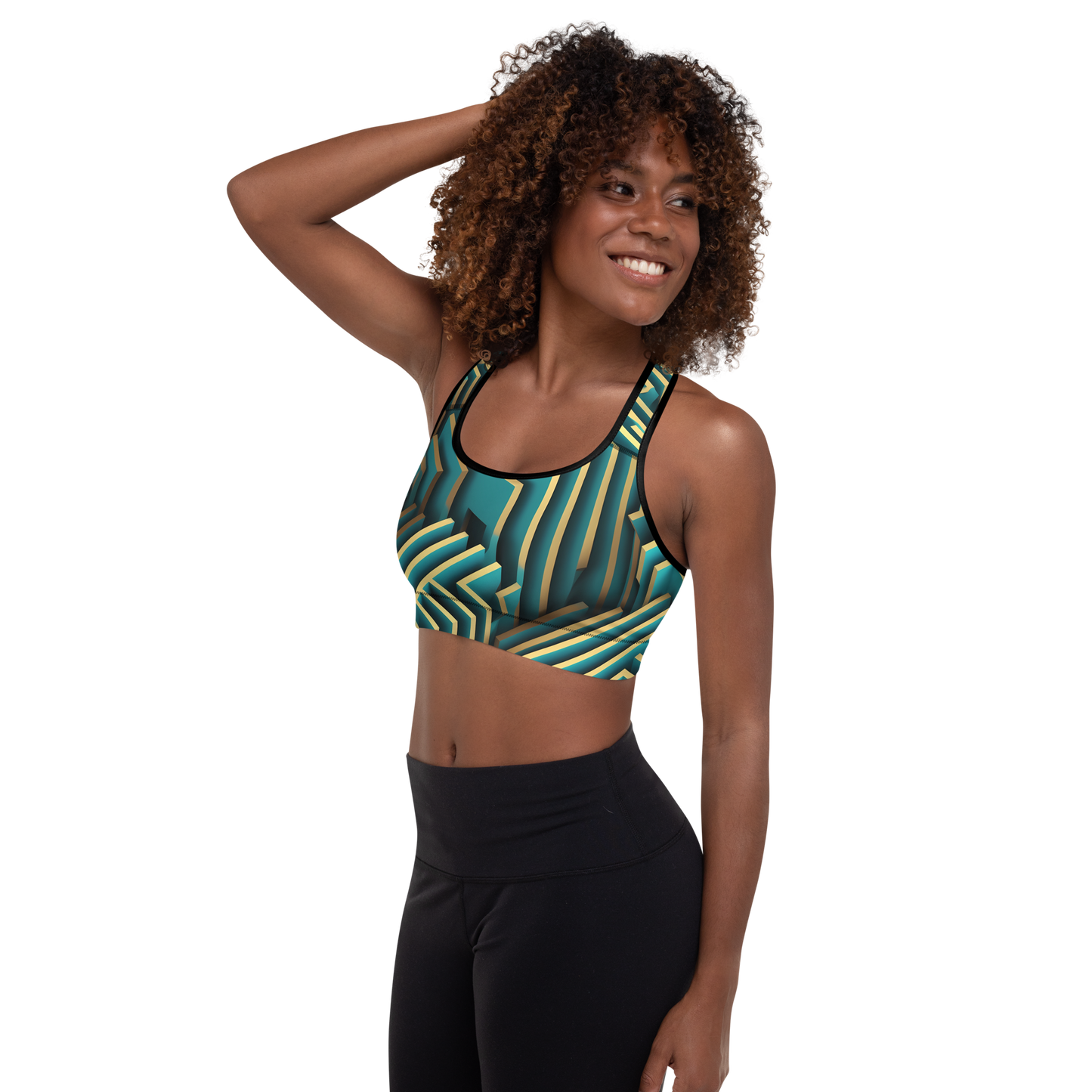 3D Maze Illusion | 3D Patterns | All-Over Print Padded Sports Bra - #5