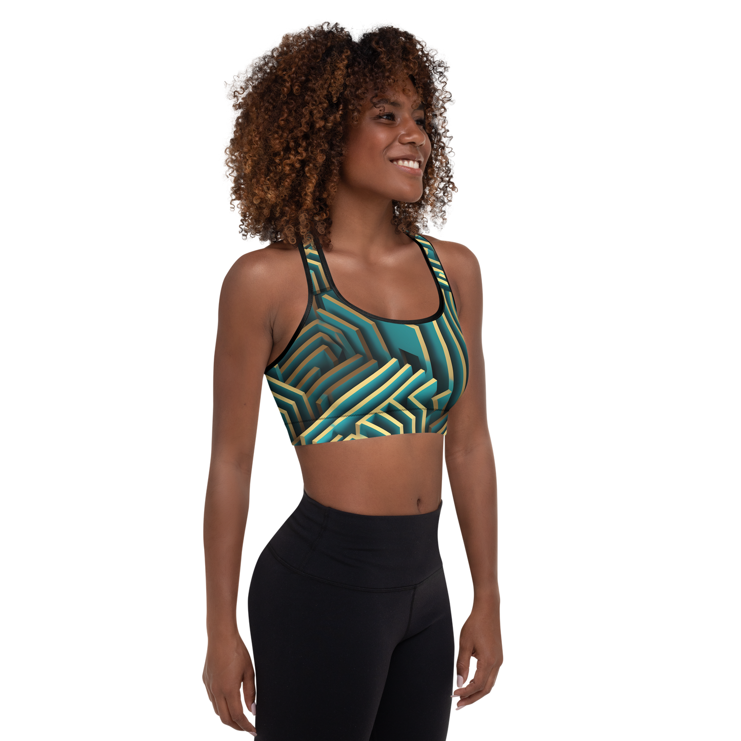 3D Maze Illusion | 3D Patterns | All-Over Print Padded Sports Bra - #5