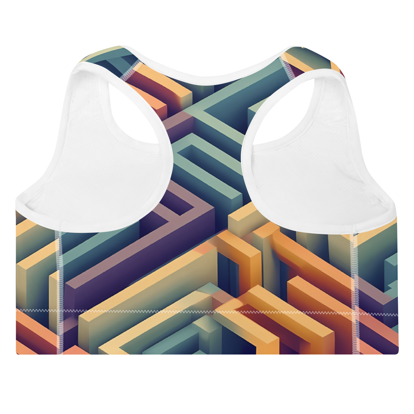 3D Maze Illusion | 3D Patterns | All-Over Print Padded Sports Bra - #3