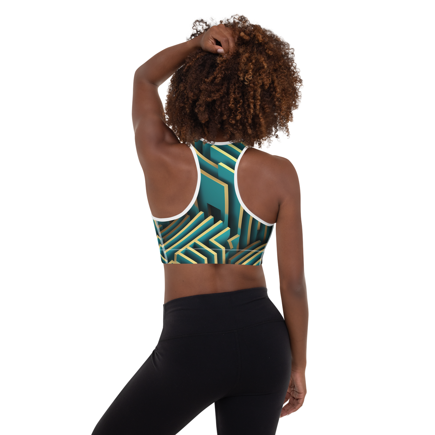 3D Maze Illusion | 3D Patterns | All-Over Print Padded Sports Bra - #5