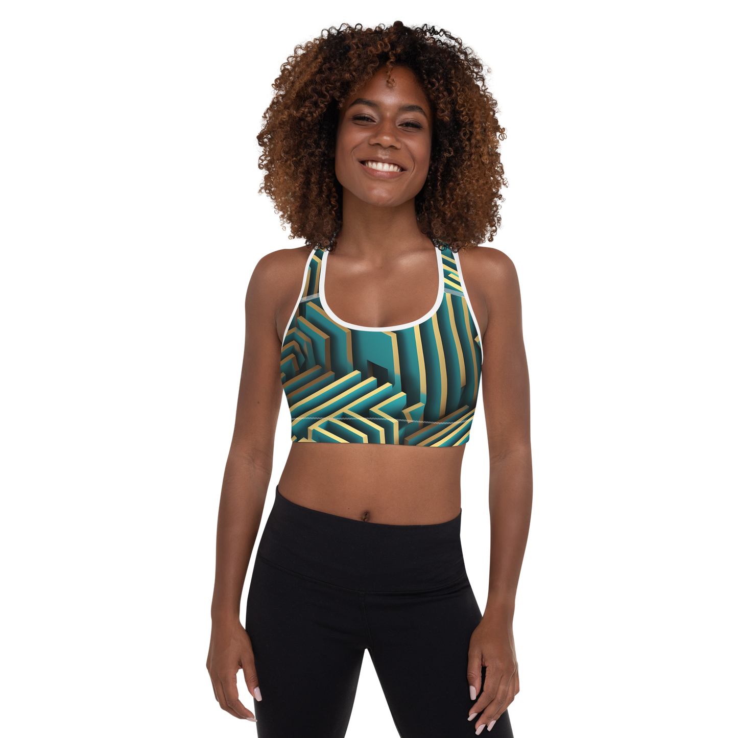 3D Maze Illusion | 3D Patterns | All-Over Print Padded Sports Bra - #5