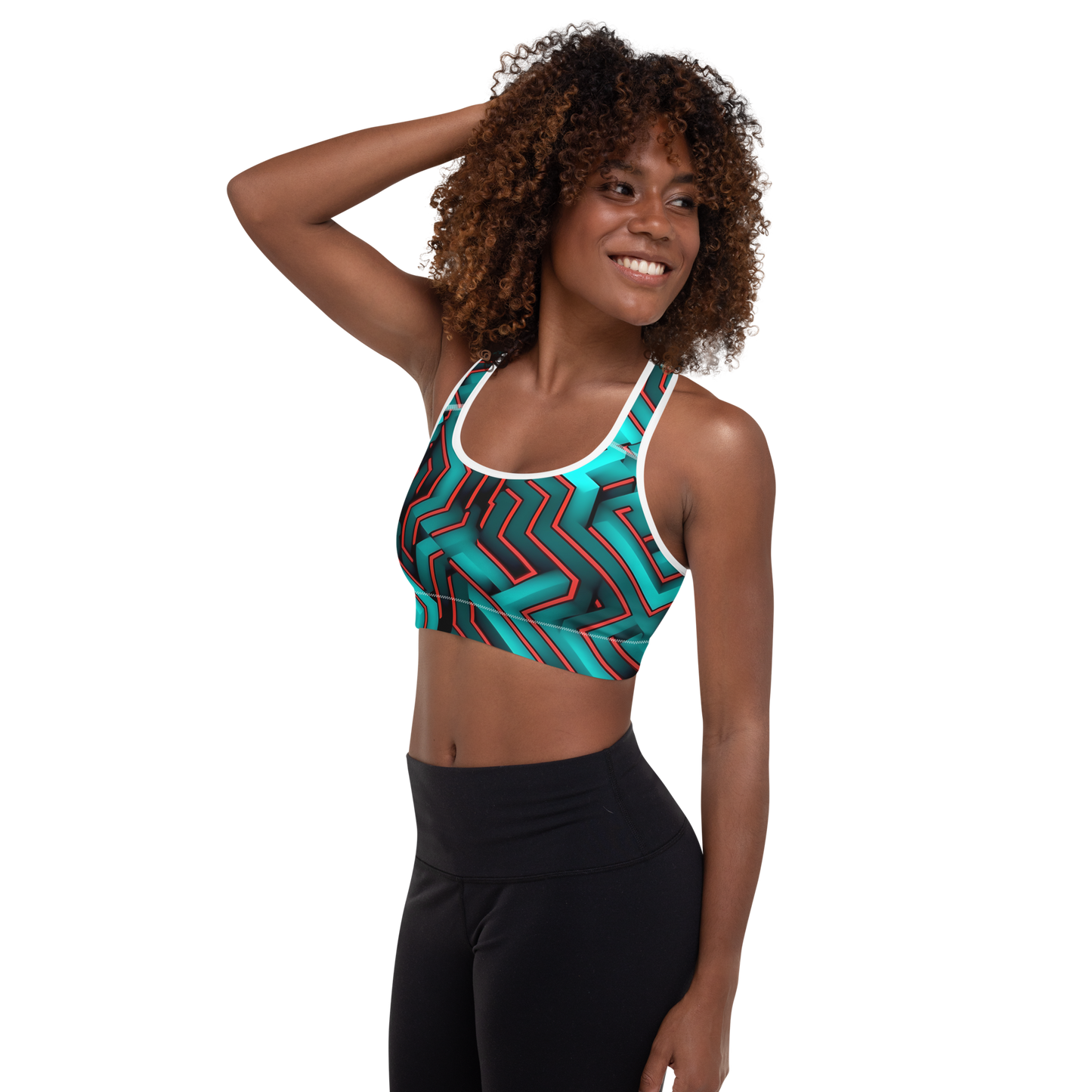 3D Maze Illusion | 3D Patterns | All-Over Print Padded Sports Bra - #2