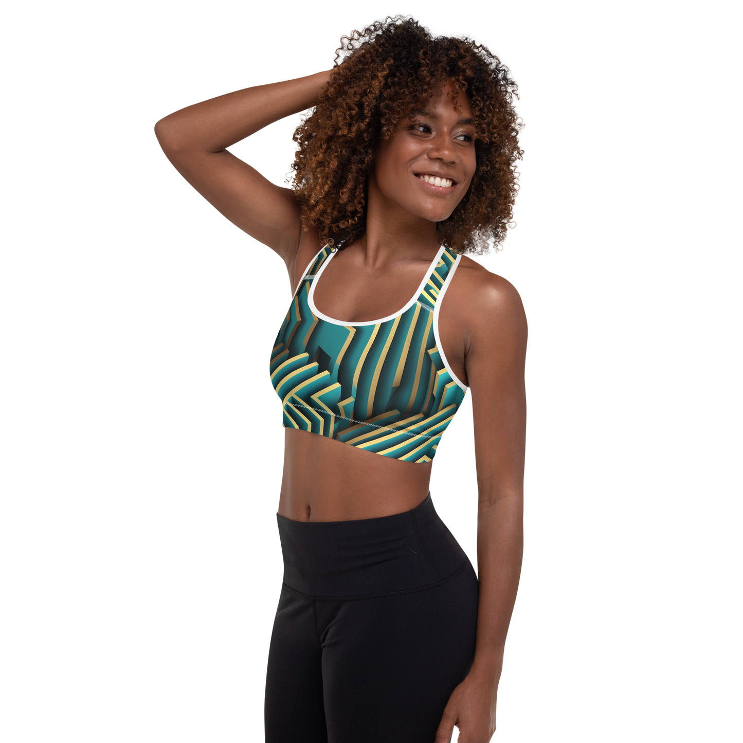 3D Maze Illusion | 3D Patterns | All-Over Print Padded Sports Bra - #5