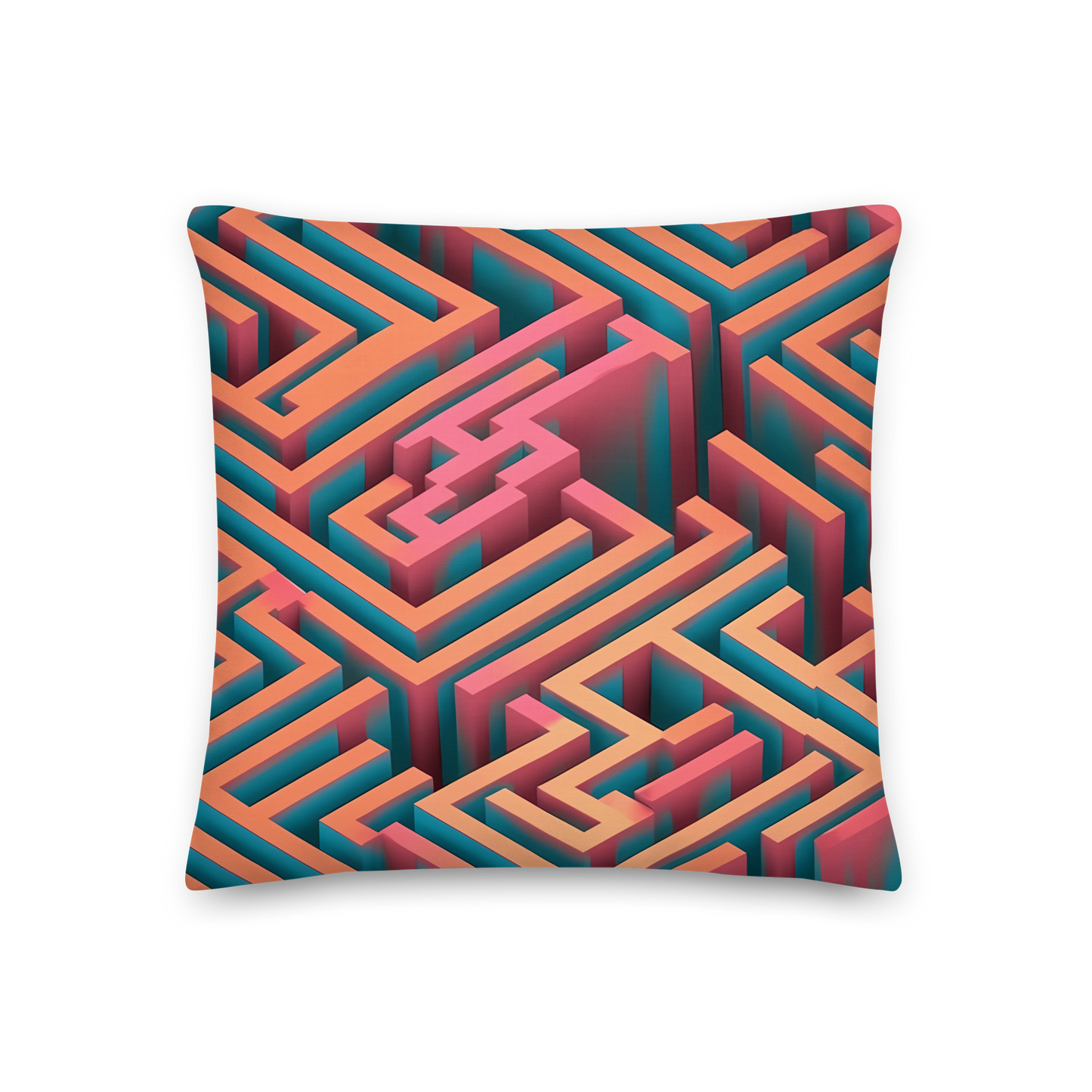 3D Maze Illusion | 3D Patterns | All-Over Print Premium Pillow - #1