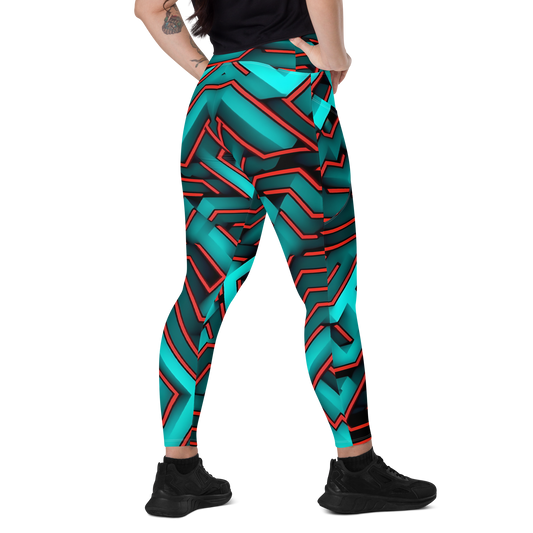 3D Maze Illusion | 3D Patterns | All-Over Print Crossover Leggings with Pockets - #2