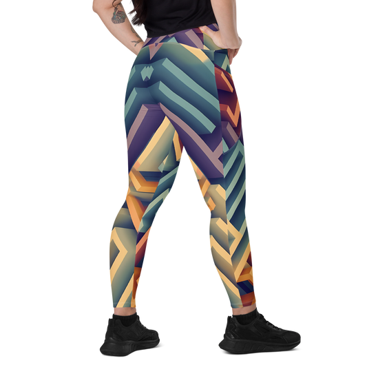 3D Maze Illusion | 3D Patterns | All-Over Print Crossover Leggings with Pockets - #3