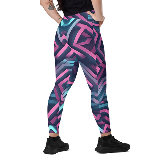 3D Maze Illusion | 3D Patterns | All-Over Print Crossover Leggings with Pockets - #4