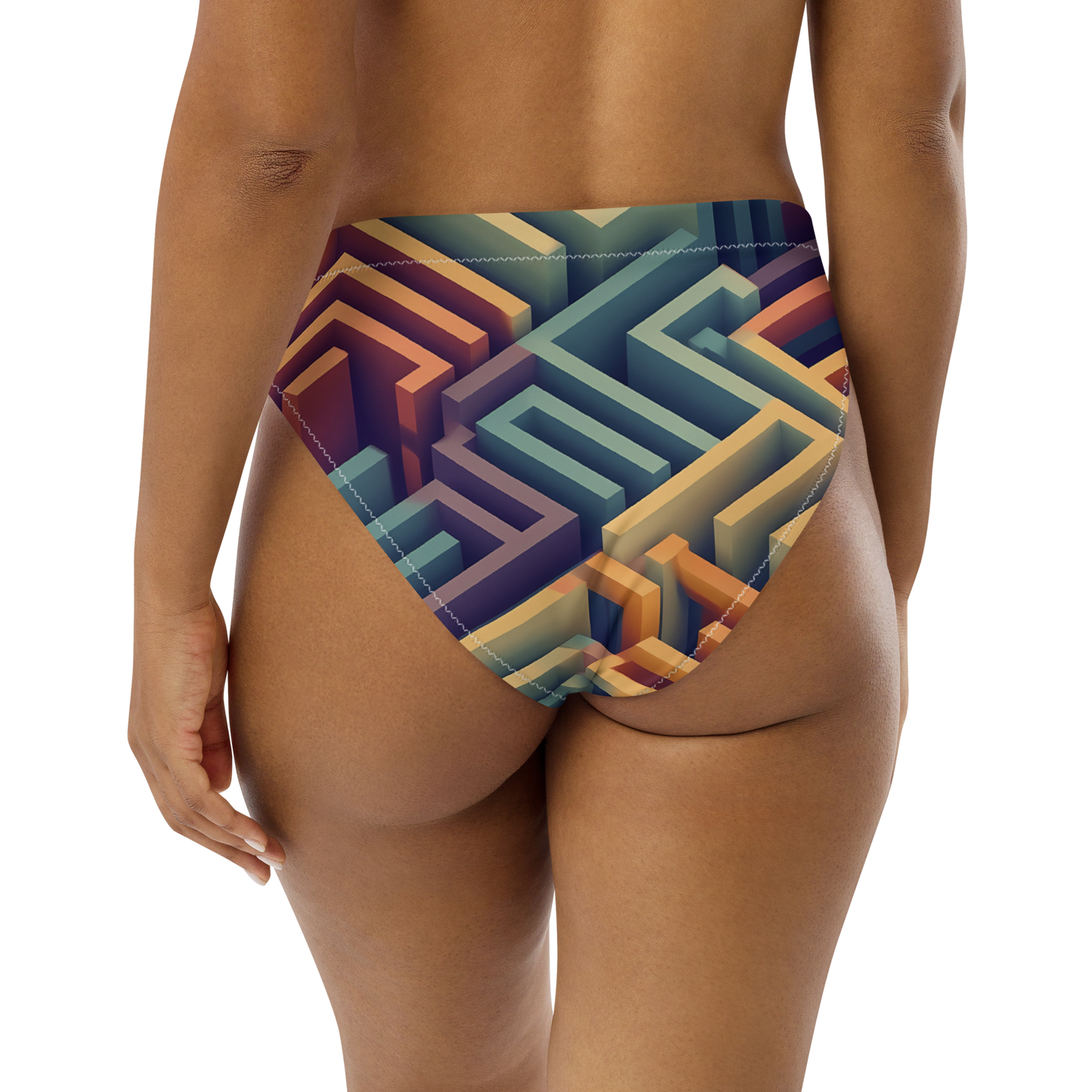 3D Maze Illusion | 3D Patterns | All-Over Print Recycled High-Waisted Bikini Bottom - #3