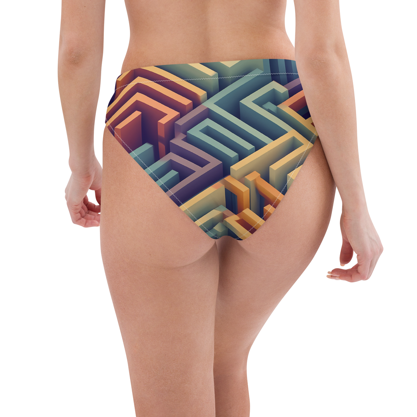 3D Maze Illusion | 3D Patterns | All-Over Print Recycled High-Waisted Bikini Bottom - #3