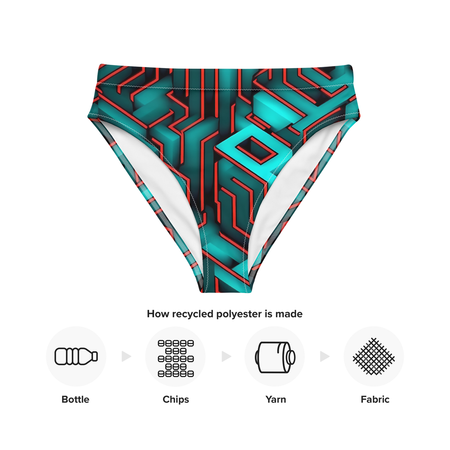 3D Maze Illusion | 3D Patterns | All-Over Print Recycled High-Waisted Bikini Bottom - #2