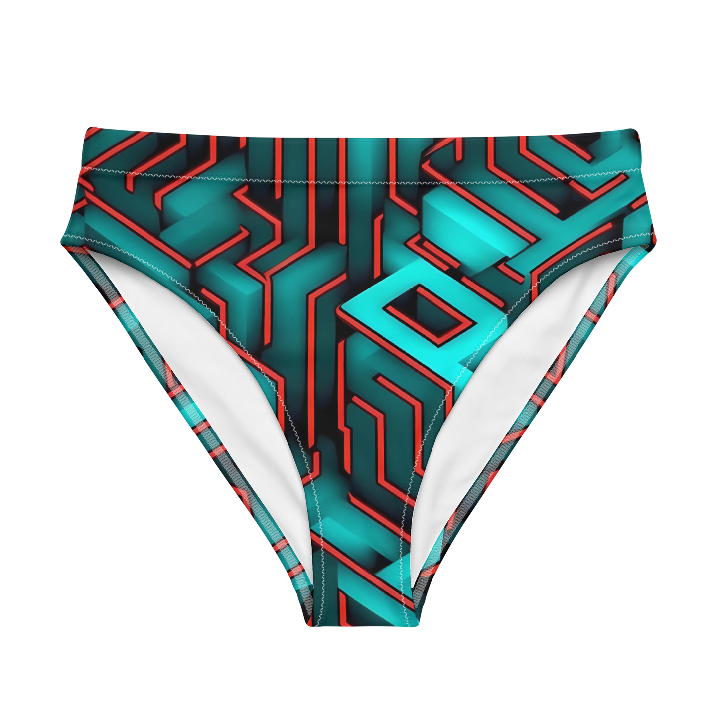 3D Maze Illusion | 3D Patterns | All-Over Print Recycled High-Waisted Bikini Bottom - #2