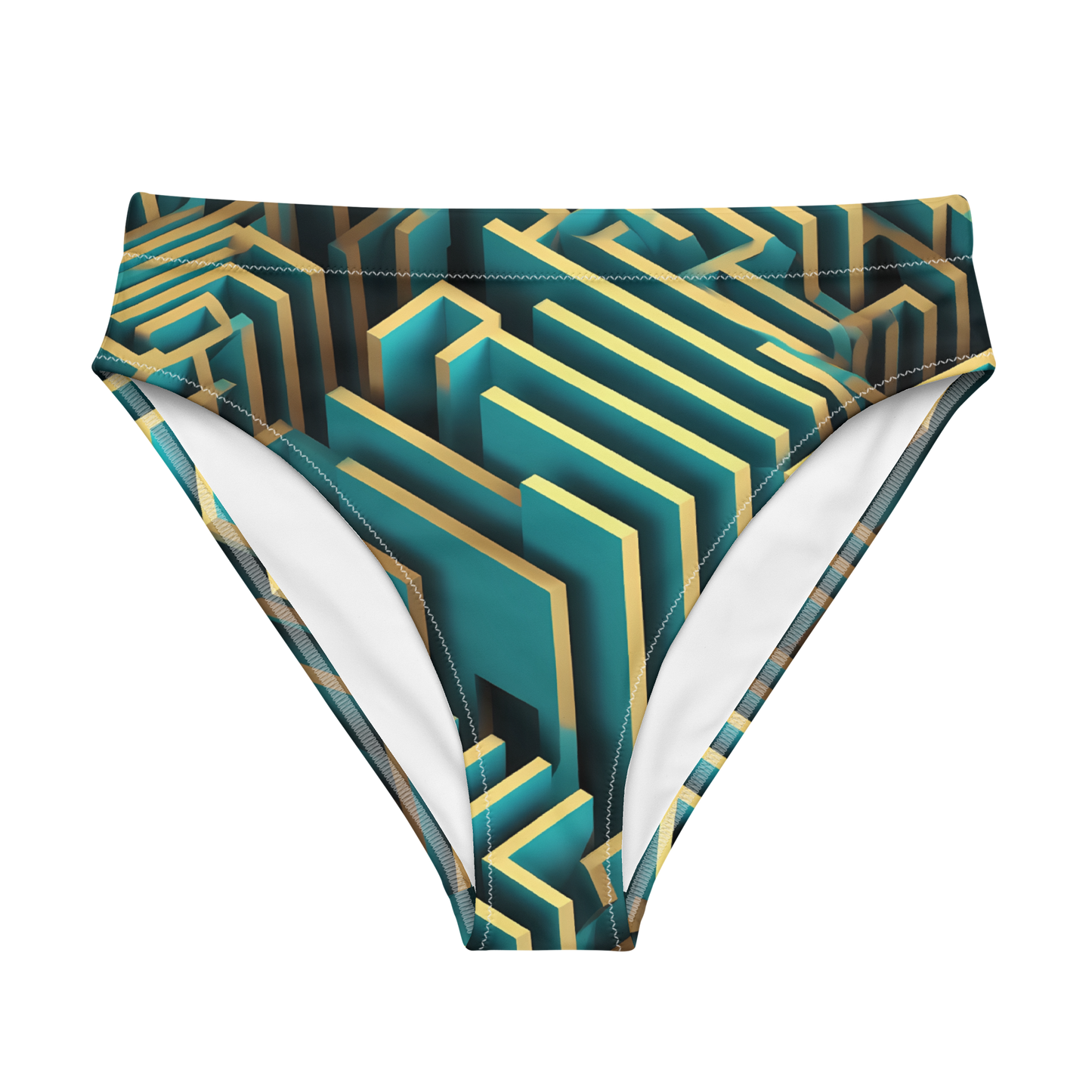 3D Maze Illusion | 3D Patterns | All-Over Print Recycled High-Waisted Bikini Bottom - #5