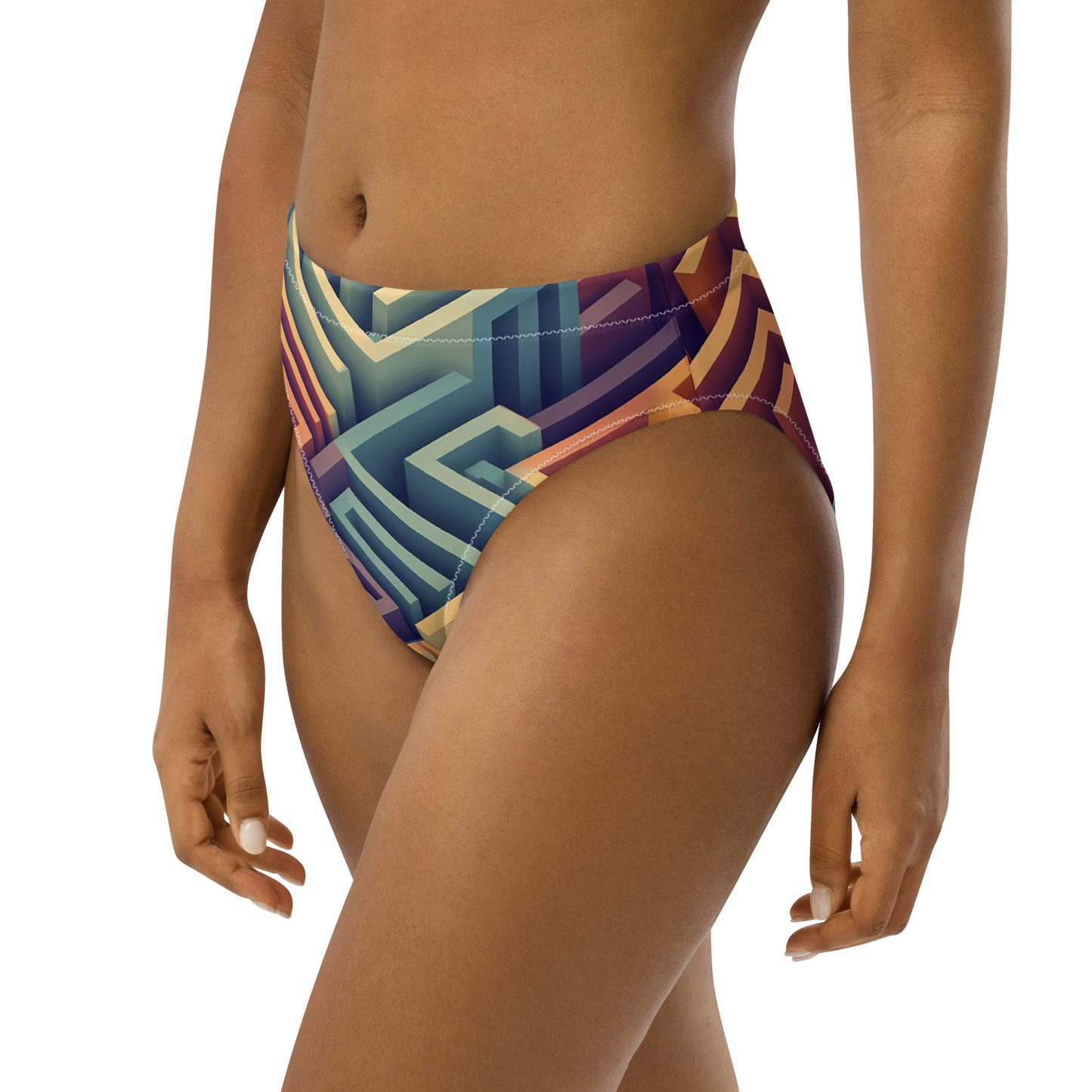 3D Maze Illusion | 3D Patterns | All-Over Print Recycled High-Waisted Bikini Bottom - #3