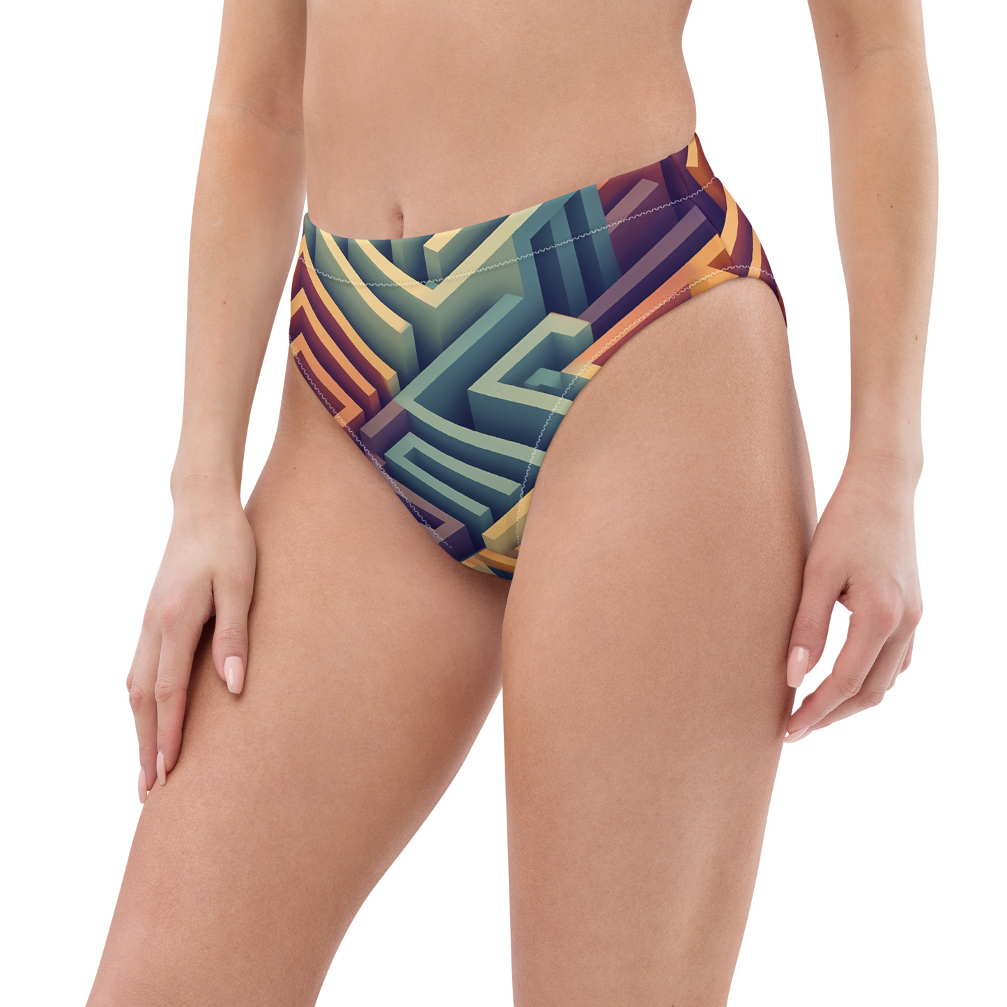 3D Maze Illusion | 3D Patterns | All-Over Print Recycled High-Waisted Bikini Bottom - #3