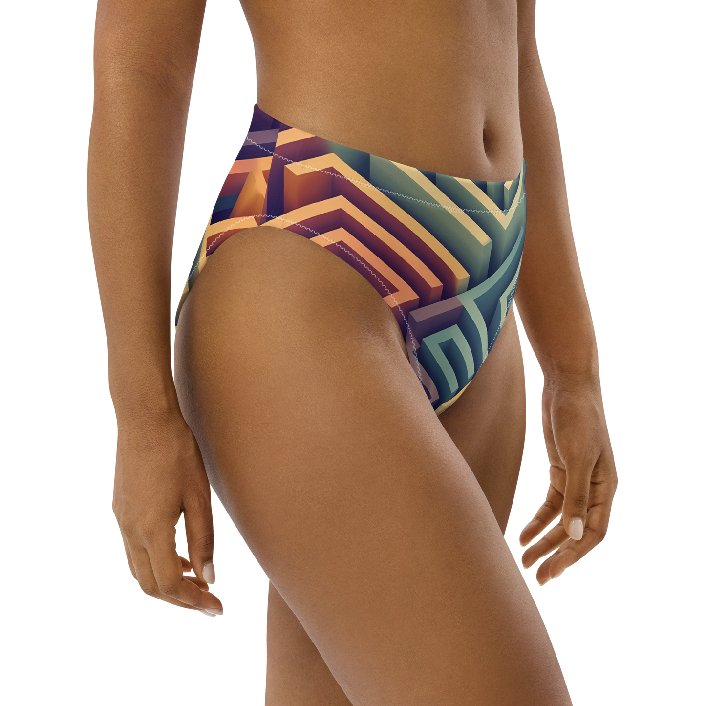 3D Maze Illusion | 3D Patterns | All-Over Print Recycled High-Waisted Bikini Bottom - #3