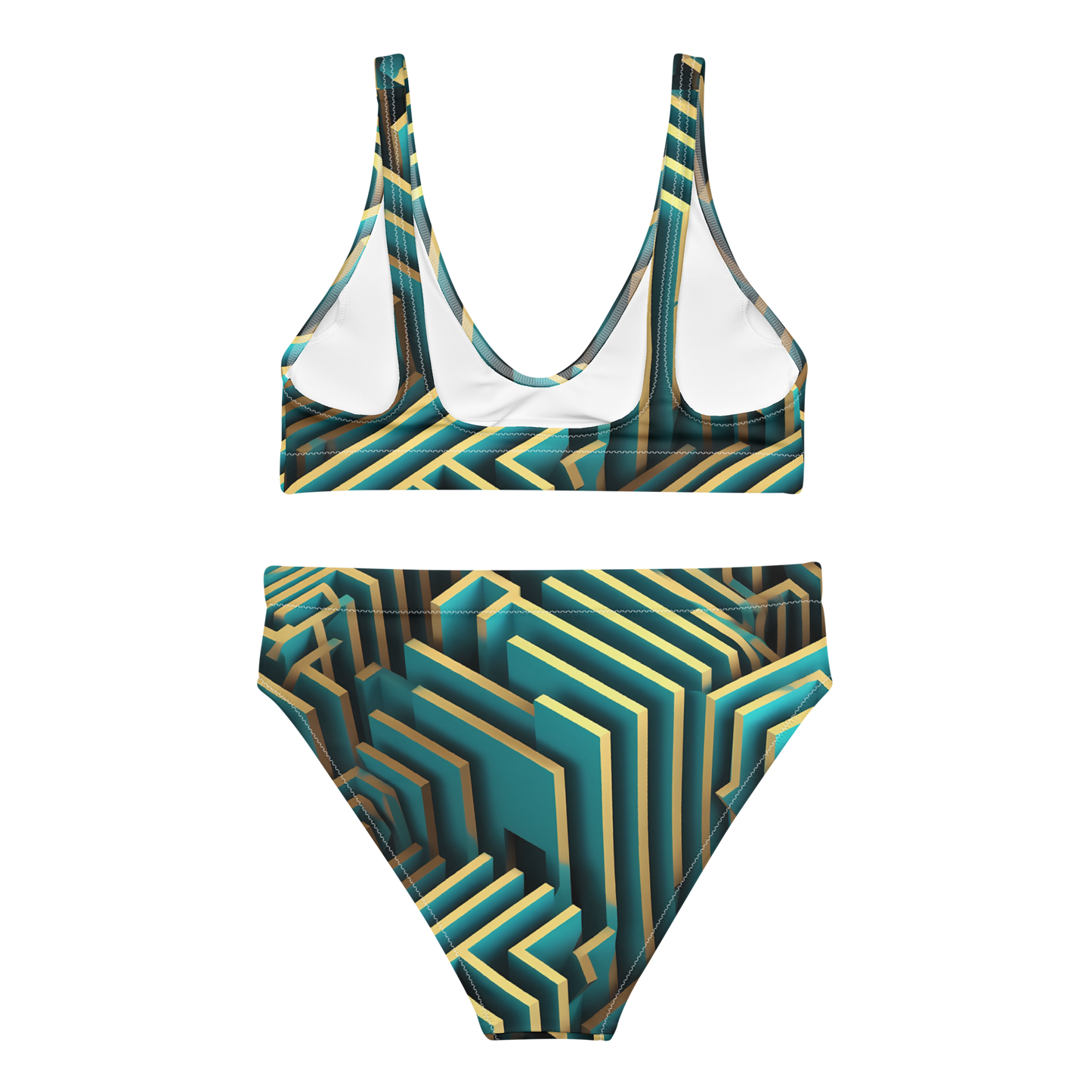 3D Maze Illusion | 3D Patterns | All-Over Print Recycled High-Waisted Bikini - #5