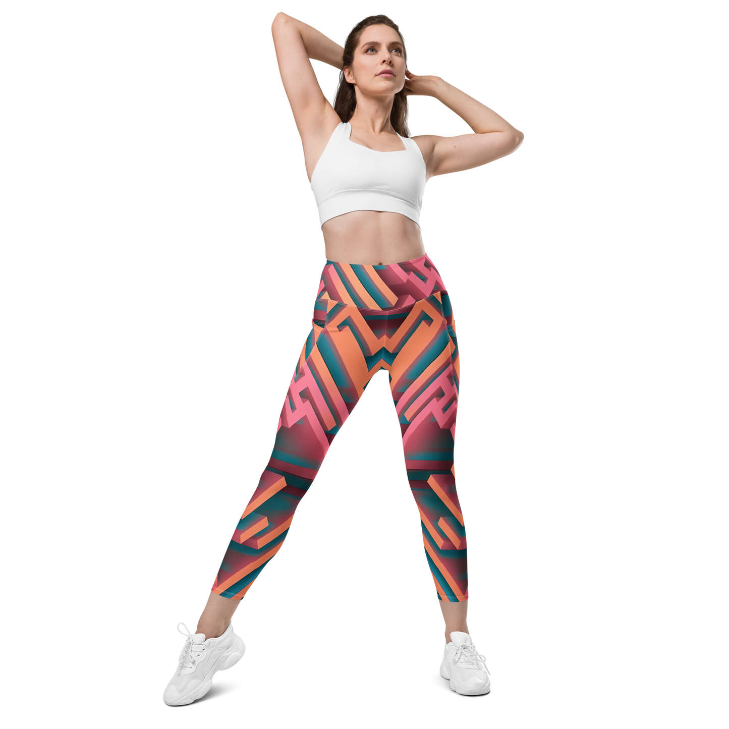 3D Maze Illusion | 3D Patterns | All-Over Print Leggings with Pockets - #1