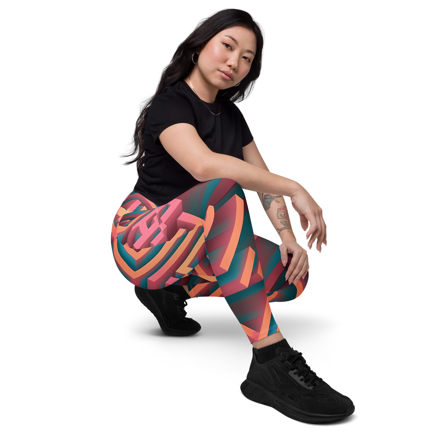 3D Maze Illusion | 3D Patterns | All-Over Print Leggings with Pockets - #1