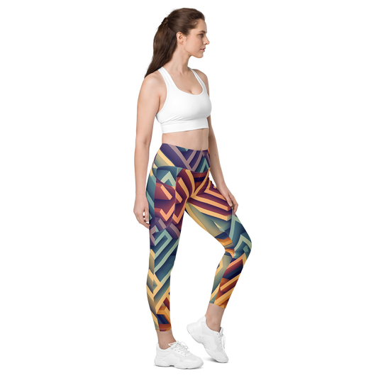 3D Maze Illusion | 3D Patterns | All-Over Print Leggings with Pockets - #3