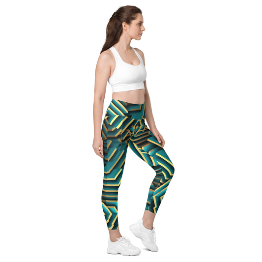 3D Maze Illusion | 3D Patterns | All-Over Print Leggings with Pockets - #5