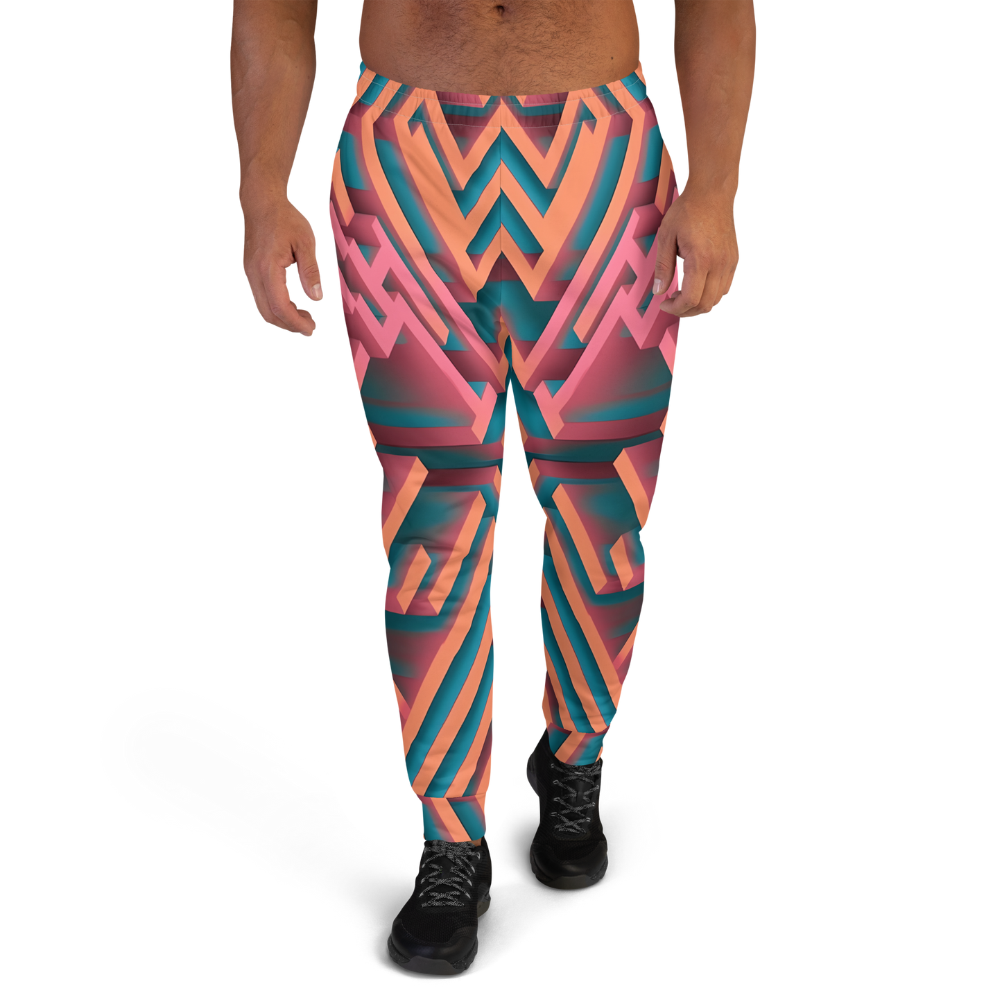 3D Maze Illusion | 3D Patterns | All-Over Print Men's Joggers - #1