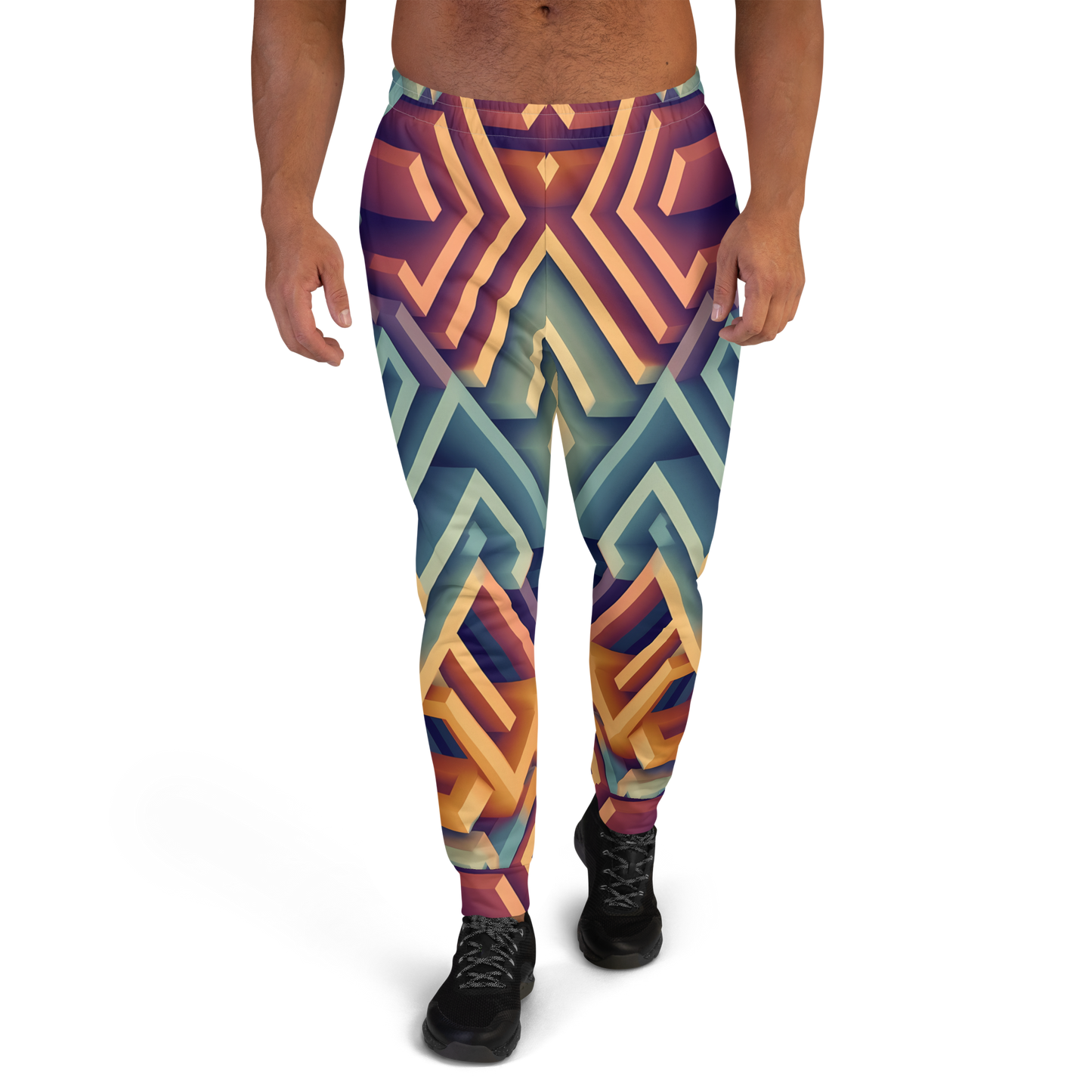 3D Maze Illusion | 3D Patterns | All-Over Print Men's Joggers - #3