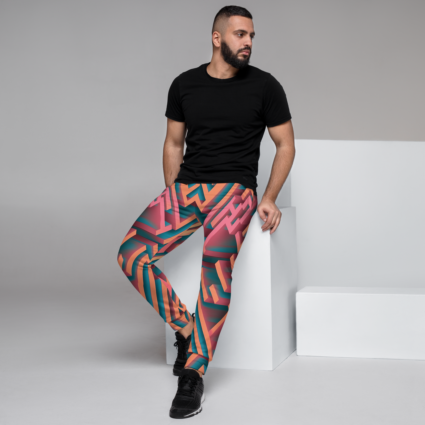 3D Maze Illusion | 3D Patterns | All-Over Print Men's Joggers - #1