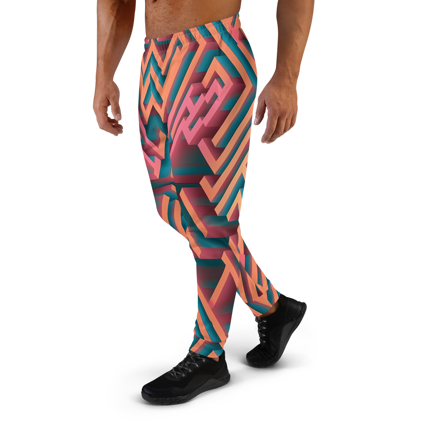 3D Maze Illusion | 3D Patterns | All-Over Print Men's Joggers - #1