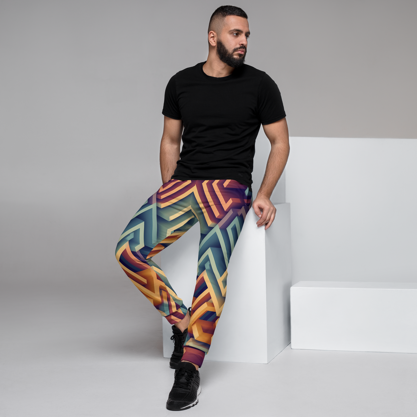 3D Maze Illusion | 3D Patterns | All-Over Print Men's Joggers - #3