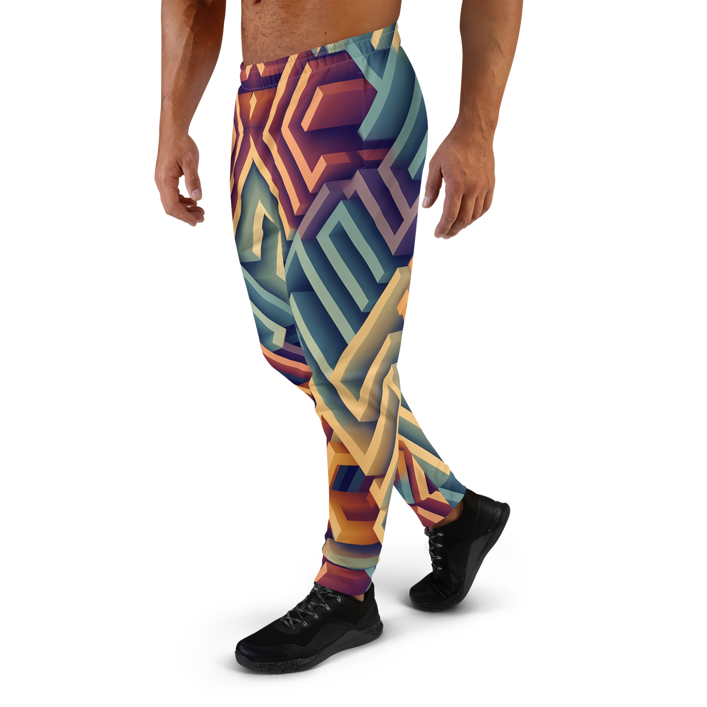 3D Maze Illusion | 3D Patterns | All-Over Print Men's Joggers - #3