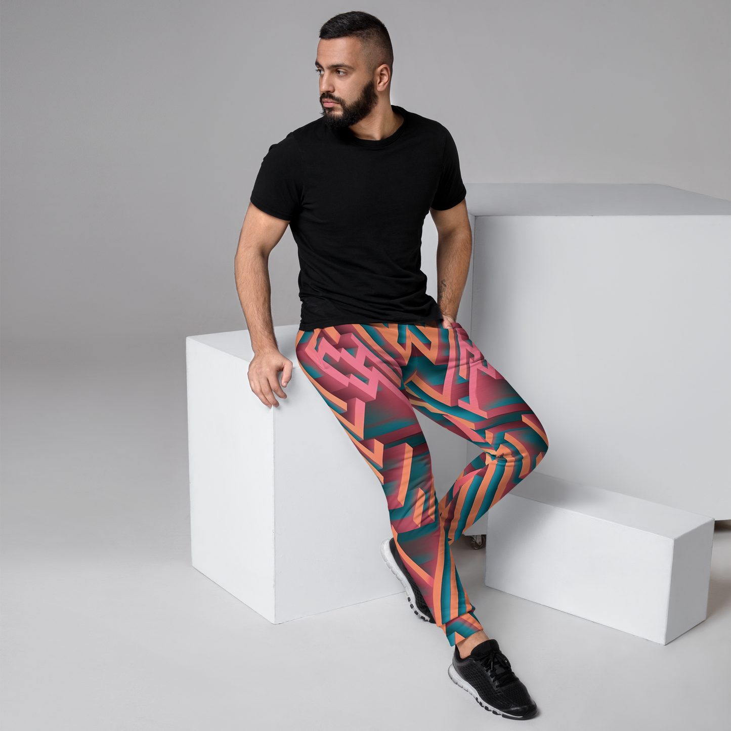 3D Maze Illusion | 3D Patterns | All-Over Print Men's Joggers - #1