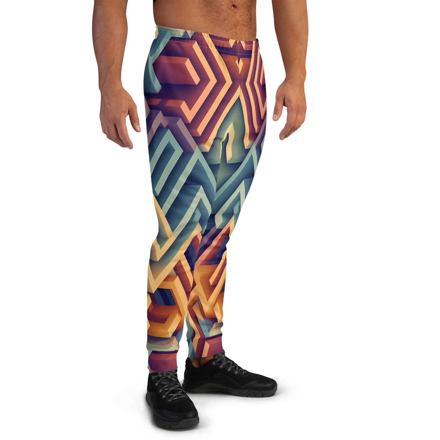 3D Maze Illusion | 3D Patterns | All-Over Print Men's Joggers - #3