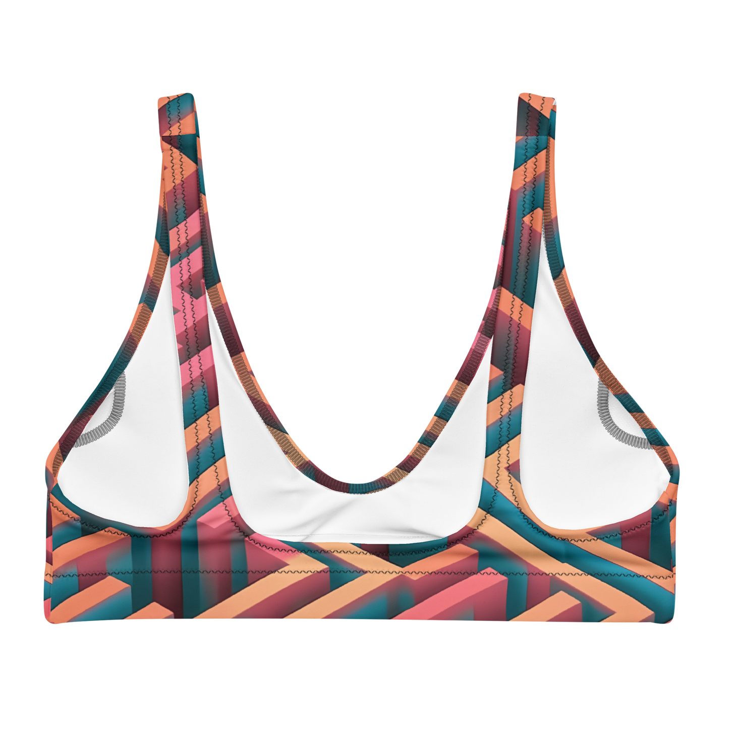 3D Maze Illusion | 3D Patterns | All-Over Print Recycled Padded Bikini Top - #1