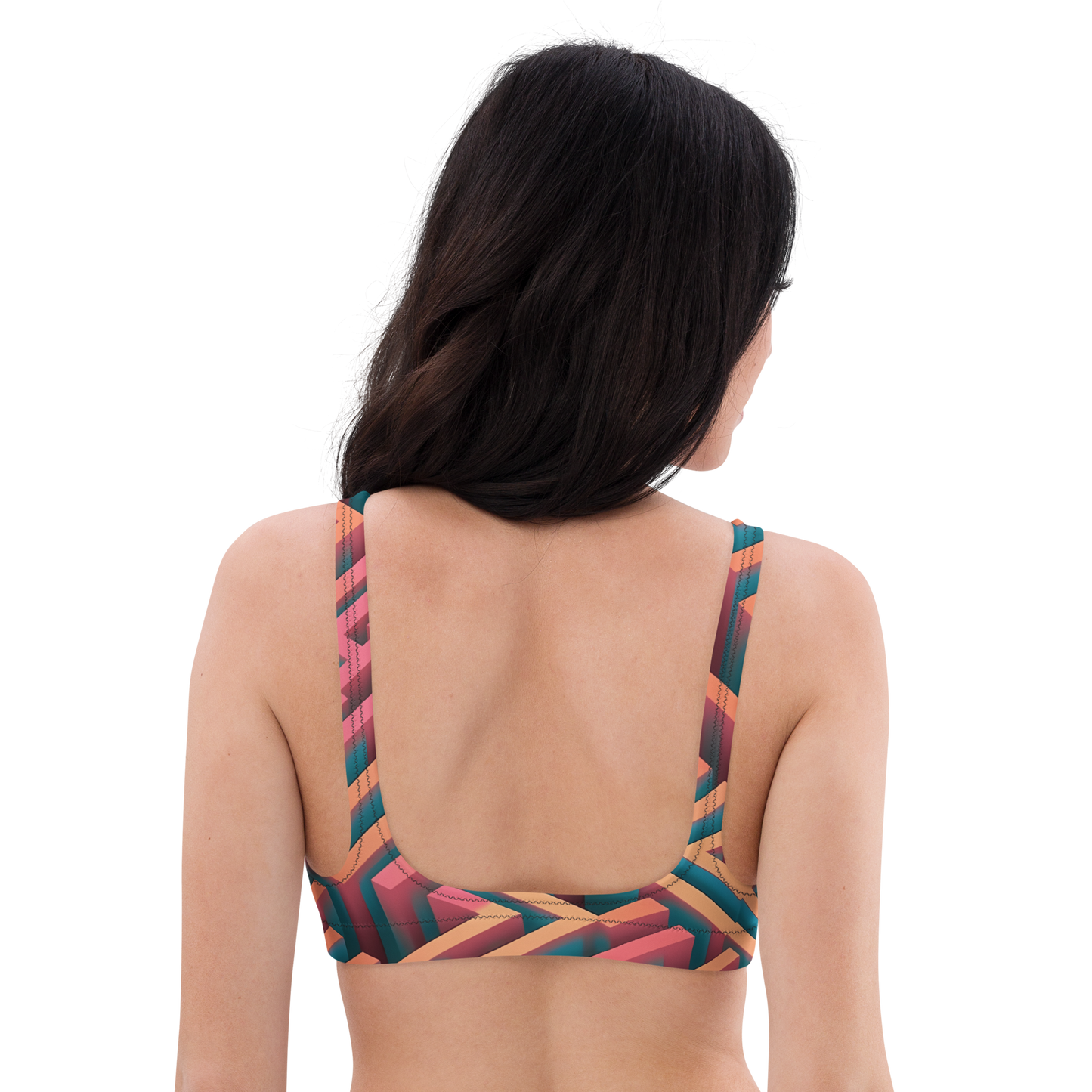 3D Maze Illusion | 3D Patterns | All-Over Print Recycled Padded Bikini Top - #1