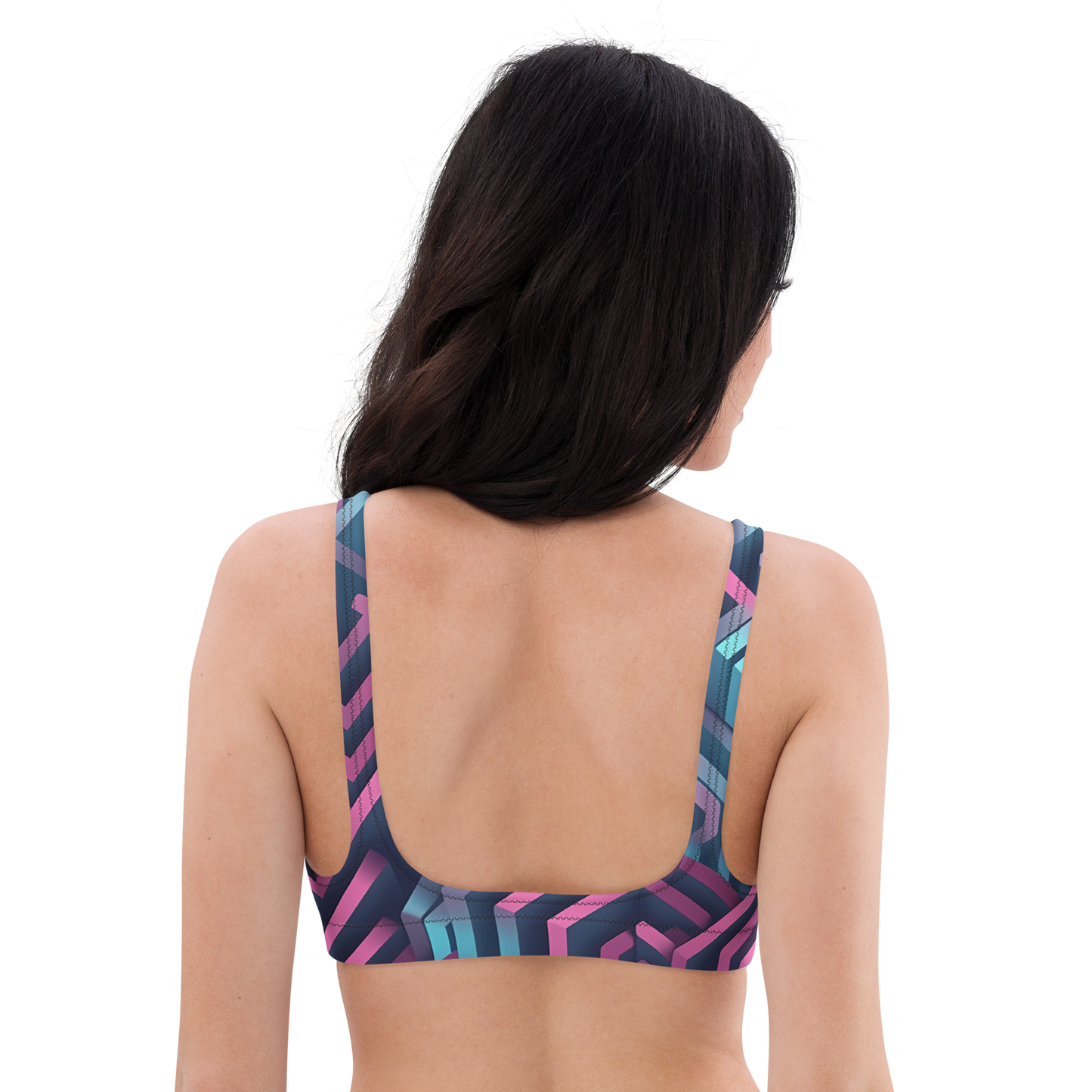 3D Maze Illusion | 3D Patterns | All-Over Print Recycled Padded Bikini Top - #4