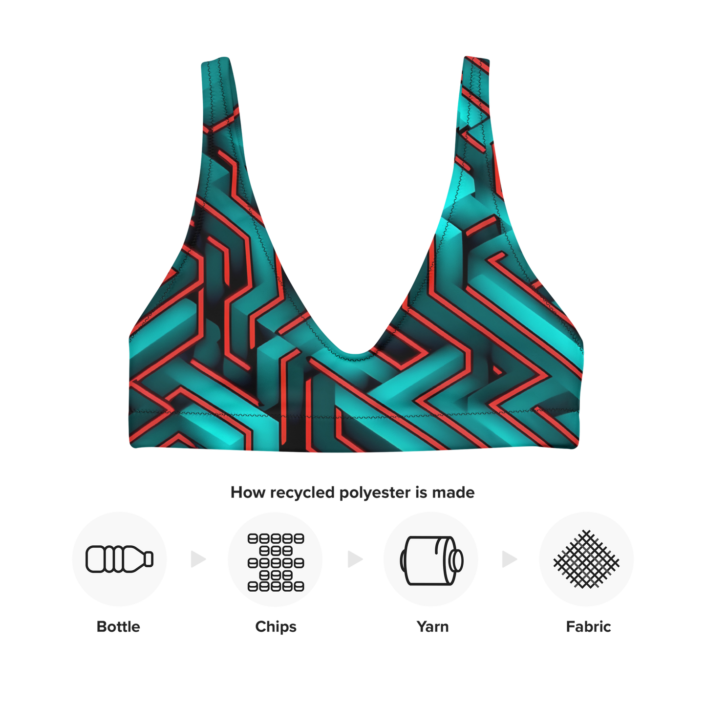 3D Maze Illusion | 3D Patterns | All-Over Print Recycled Padded Bikini Top - #2