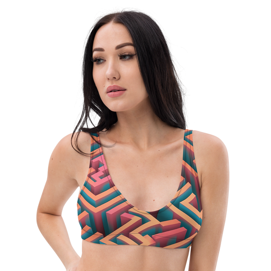 3D Maze Illusion | 3D Patterns | All-Over Print Recycled Padded Bikini Top - #1