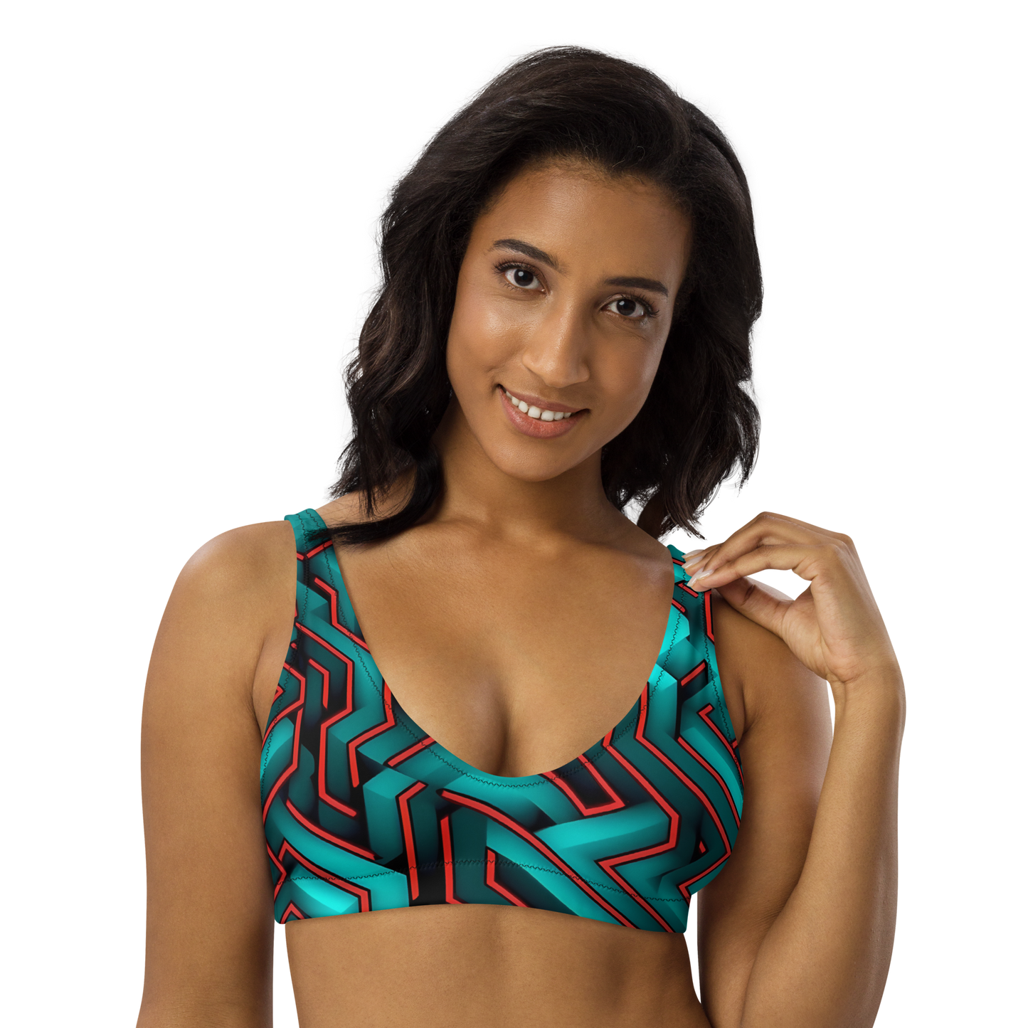 3D Maze Illusion | 3D Patterns | All-Over Print Recycled Padded Bikini Top - #2