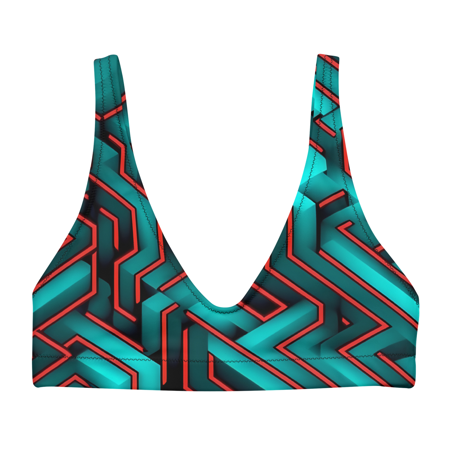 3D Maze Illusion | 3D Patterns | All-Over Print Recycled Padded Bikini Top - #2