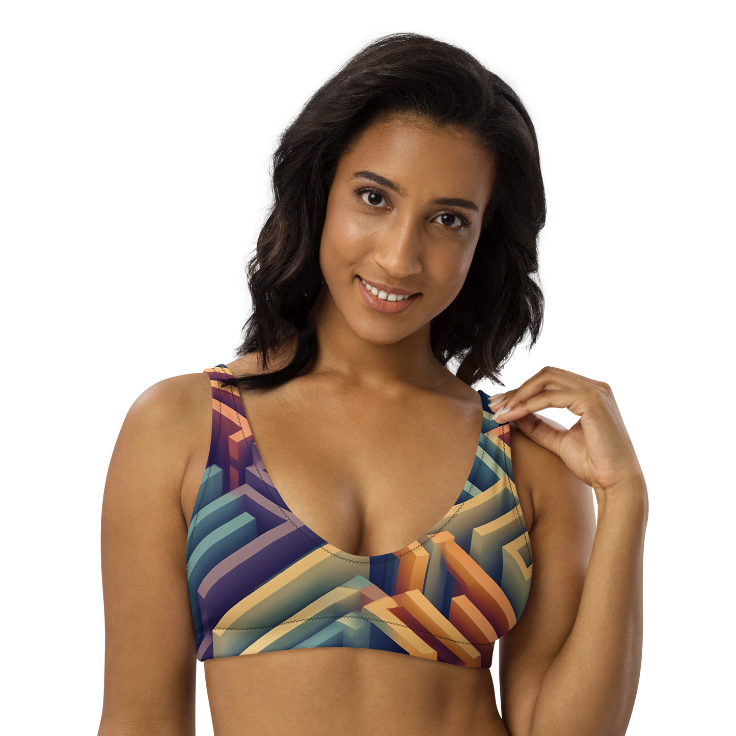 3D Maze Illusion | 3D Patterns | All-Over Print Recycled Padded Bikini Top - #3